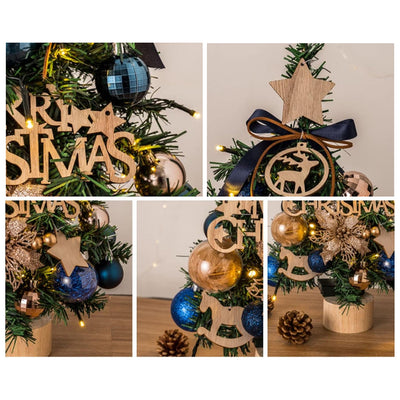 Blue and Gold Mini Christmas Tree with Ball Ornaments (45 cm tall)