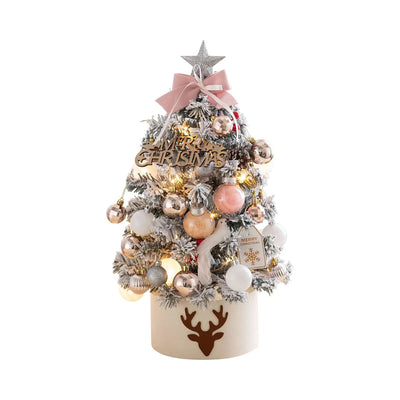 Pink and Gold Mini Christmas Tree with Balls and Tree Ornaments (45 cm tall)