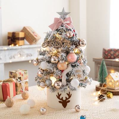 Pink and Gold Mini Christmas Tree with Balls and Tree Ornaments (45 cm tall)