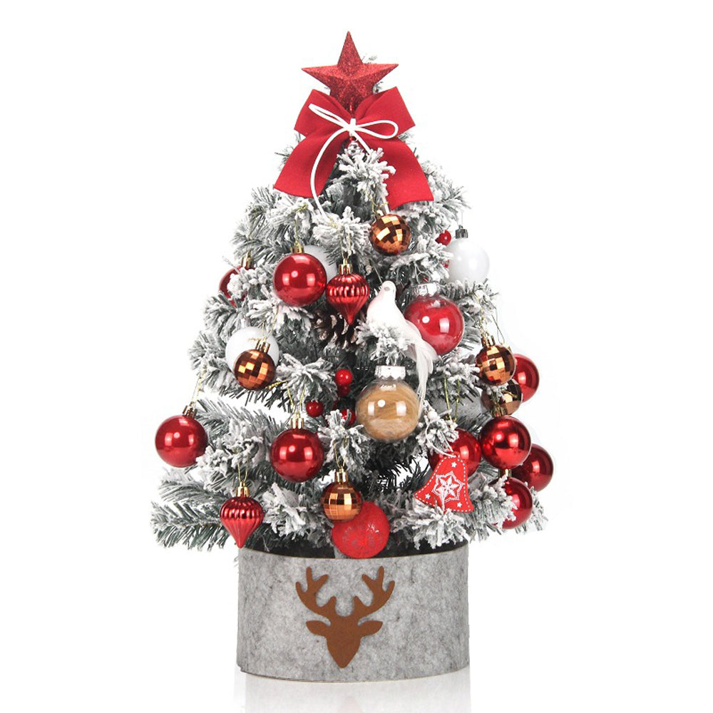 Red and Gold Mini Christmas Tree Set with Balls and Tree Ornaments (45 cm tall)