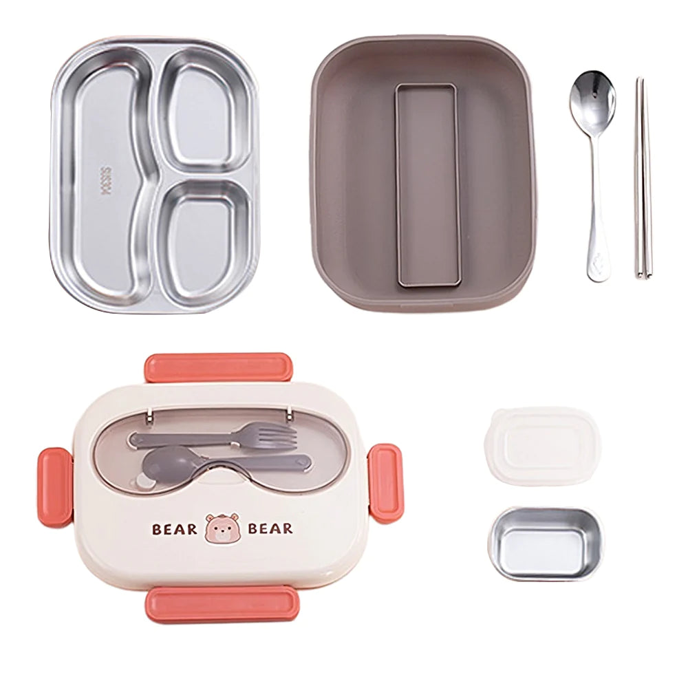 Brown Bear Double Lock Stainless Steel Kids Lunch Box | Big Size