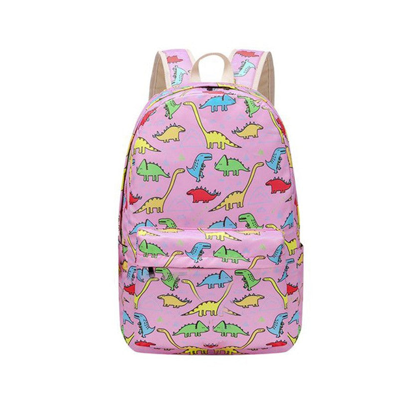 Dino Park  Backpack with Lunch Bag & Stationery Pouch (Pink)