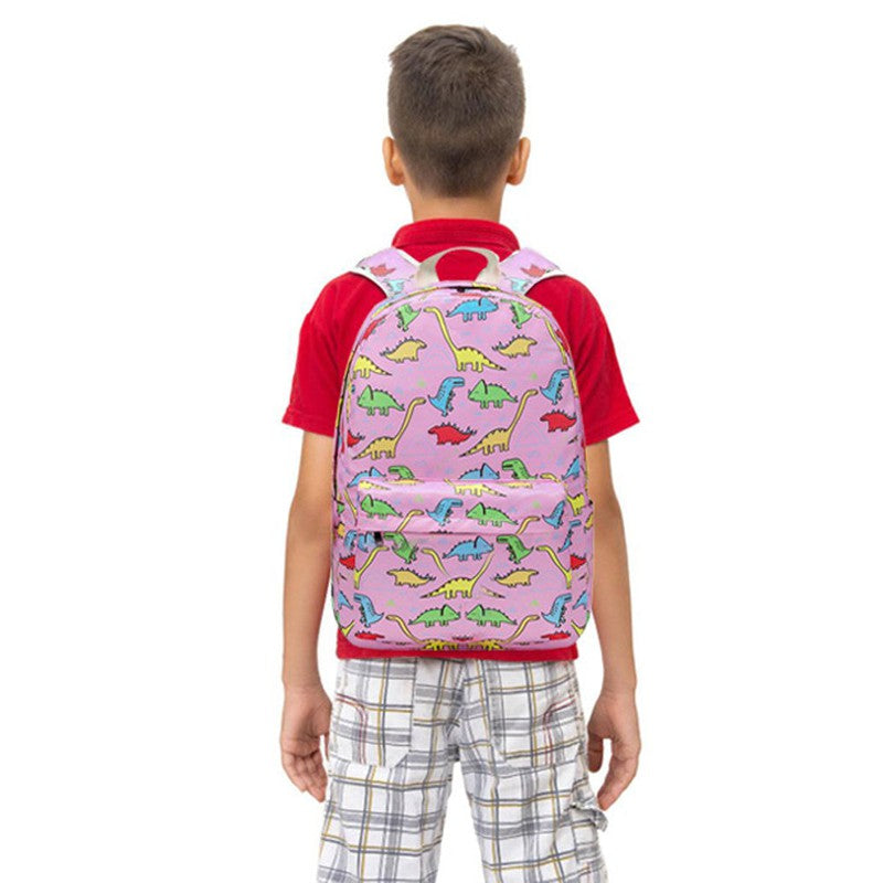 Dino Park  Backpack with Lunch Bag & Stationery Pouch (Pink)