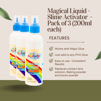 All-in-One Magical Liquid Slime Activator - replaces borax, contact lens solution and baking soda for Slime Making (200ML) - Pack Of 3 (200ML each)