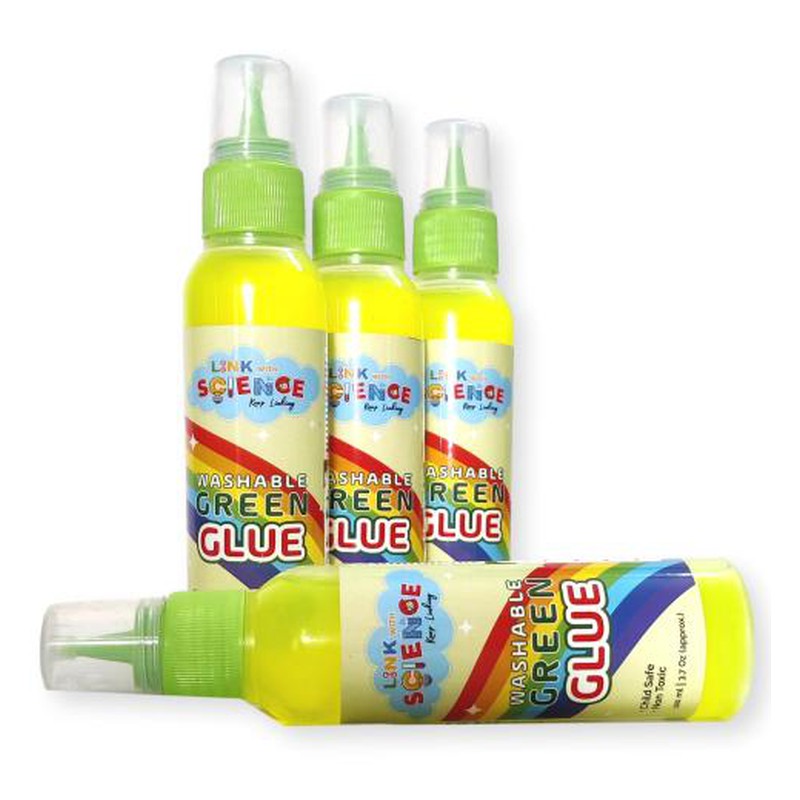 Premium PVA Slime and Craft glue | Smooth and Stretchy Slime | Non-Toxic, Washable and Child Friendly | School Glue | Perfect for Making Slime - Pack of 4 (Green - 100ml Each)