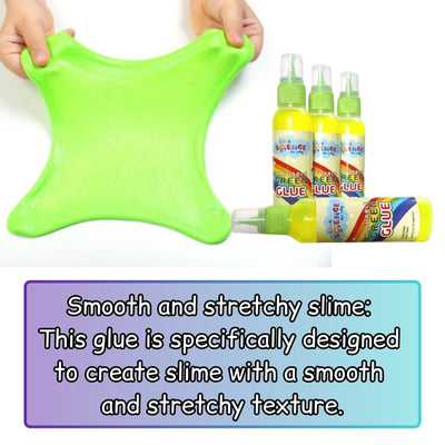 Premium PVA Slime and Craft glue | Smooth and Stretchy Slime | Non-Toxic, Washable and Child Friendly | School Glue | Perfect for Making Slime - Pack of 4 (Green - 100ml Each)