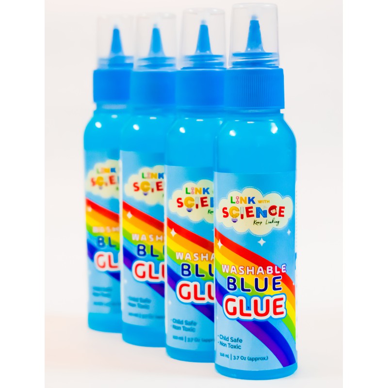 Premium PVA Slime and Craft glue | Smooth and Stretchy Slime | Non-Toxic, Washable and Child Friendly | School Glue | Perfect for Making Slime - Pack of 4 (Blue - 100ml Each)