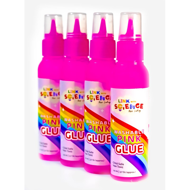 Premium PVA Slime and Craft Glue | Smooth and Stretchy Slime | Non-Toxic, Washable and Child Friendly | School Glue | Perfect for Making Slime - Pack of 4 (Pink - 100ml Each)