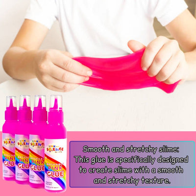 Premium PVA Slime and Craft Glue | Smooth and Stretchy Slime | Non-Toxic, Washable and Child Friendly | School Glue | Perfect for Making Slime - Pack of 4 (Pink - 100ml Each)