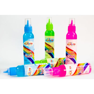 Premium PVA Slime and Craft glue | Smooth and Stretchy Slime | Non-Toxic, Washable and Child Friendly | School Glue | Perfect for Making Slime - Pack of 6 (Multicolor - 100ml Each)