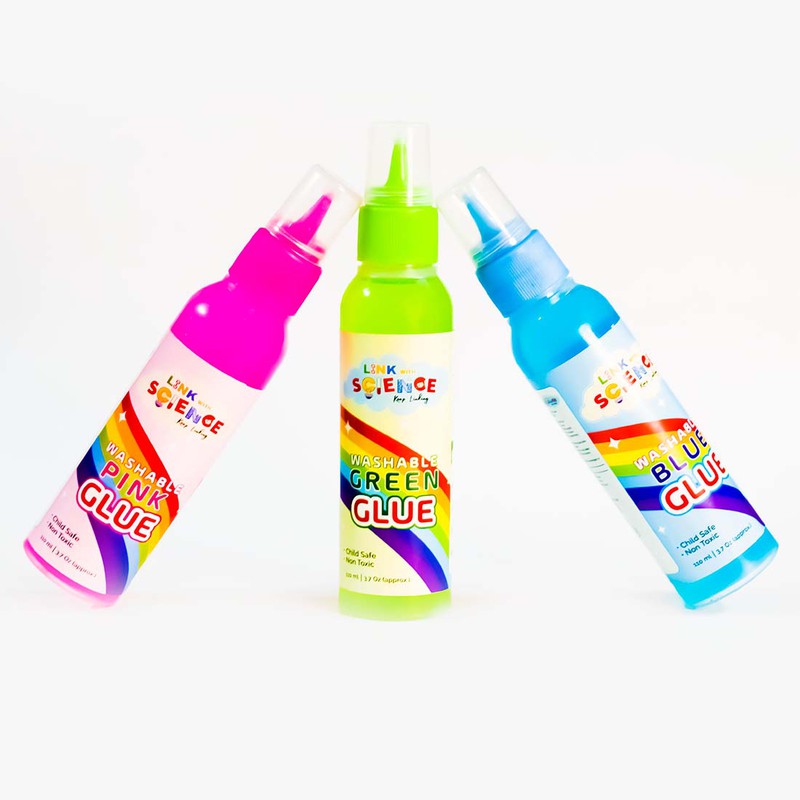 Premium PVA Slime and Craft glue Pack of 3 (Green, Blue, Pink [100ml each] )