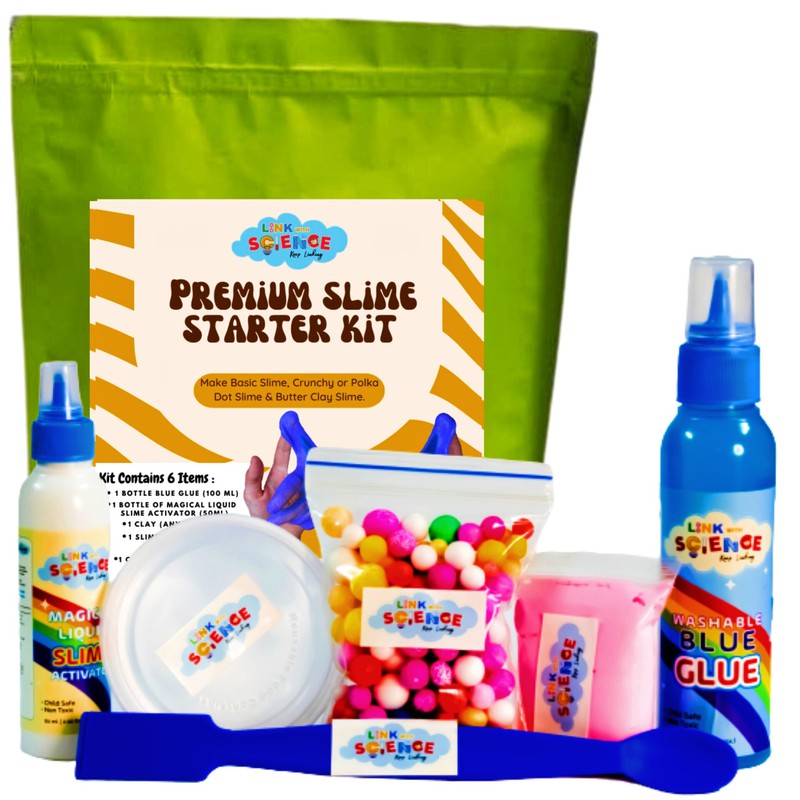 Best Return Gifts for Kids of all ages - Premium DIY Slime Making Supplies Bag (Blue). Birthday Party Stationary Set - Pack of 10