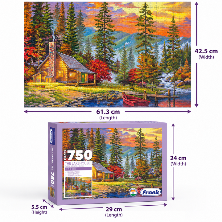 Frank The Lakehouse 750-Piece Jigsaw Puzzle | Scenic Nature Puzzle for Adults & Teens