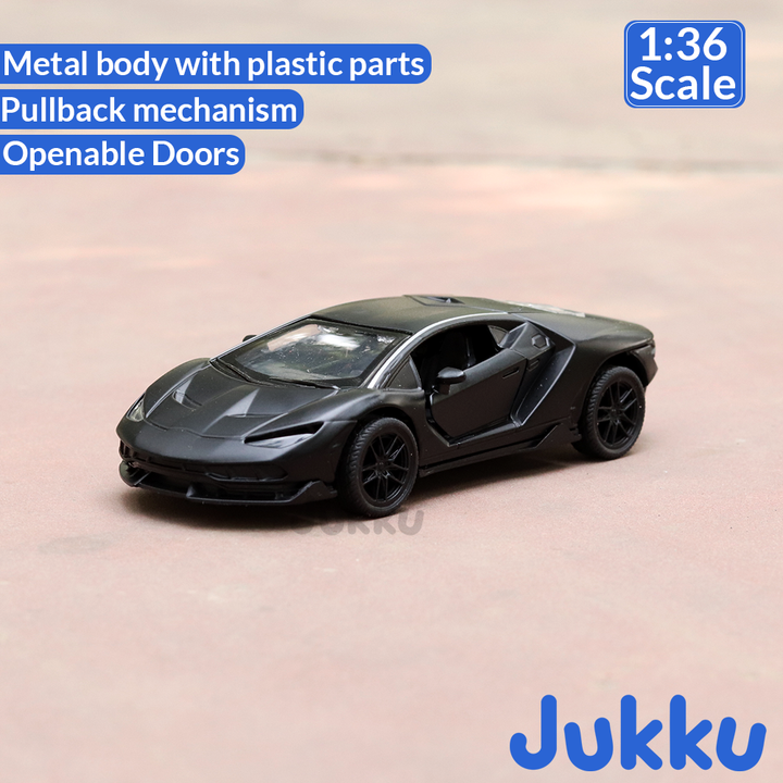 Jukku Resembling Lamborghini Aventador Diecast Car - Pullback, Openable Doors & Bonnet | 1:36 Scale (3 Years till Grown Ups)