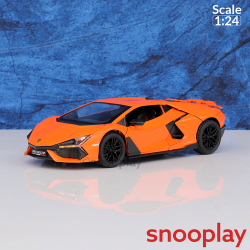 Big Fun Toys Resembling Lamborghini Revuelto Diecast Car - Pull Back, Openable Parts, Sound & Light | 1:24 Scale (3 Years till Grown Ups)