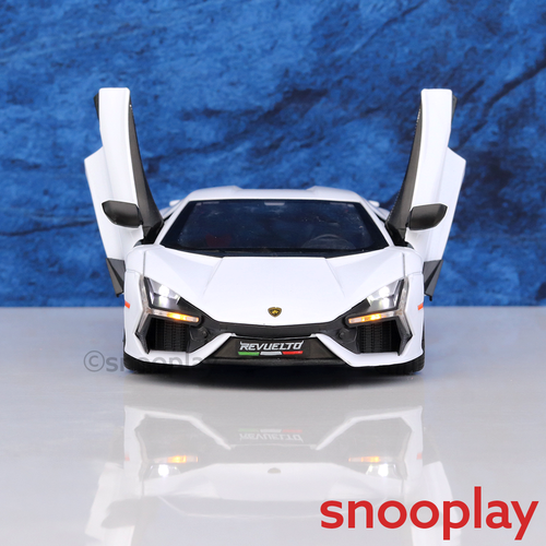 Big Fun Toys Resembling Lamborghini Revuelto Diecast Car - Pull Back, Openable Parts, Sound & Light | 1:24 Scale (3 Years till Grown Ups)
