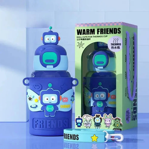 CuddleNest Cool Robot Water Bottle - 450ml | Thermal Bottle