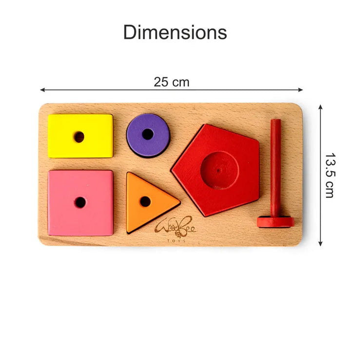 WoodBee Toys 6 Pieces Wooden Stacker Cum Sorter with Base Plate (1-2 Years)