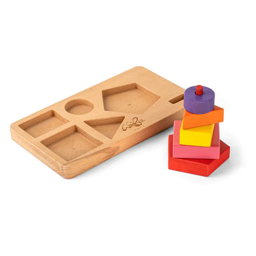 WoodBee Toys 6 Pieces Wooden Stacker Cum Sorter with Base Plate (1-2 Years)