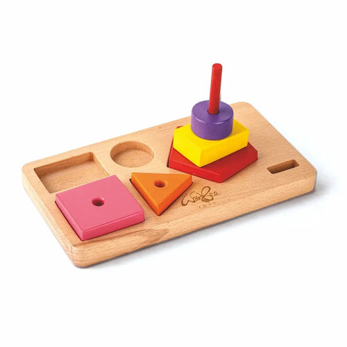 WoodBee Toys 6 Pieces Wooden Stacker Cum Sorter with Base Plate (1-2 Years)