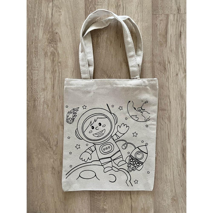 Little Canvas DIY Colouring Little Space Explorer Tote Bag | Canvas Art & Craft Activity for Kids