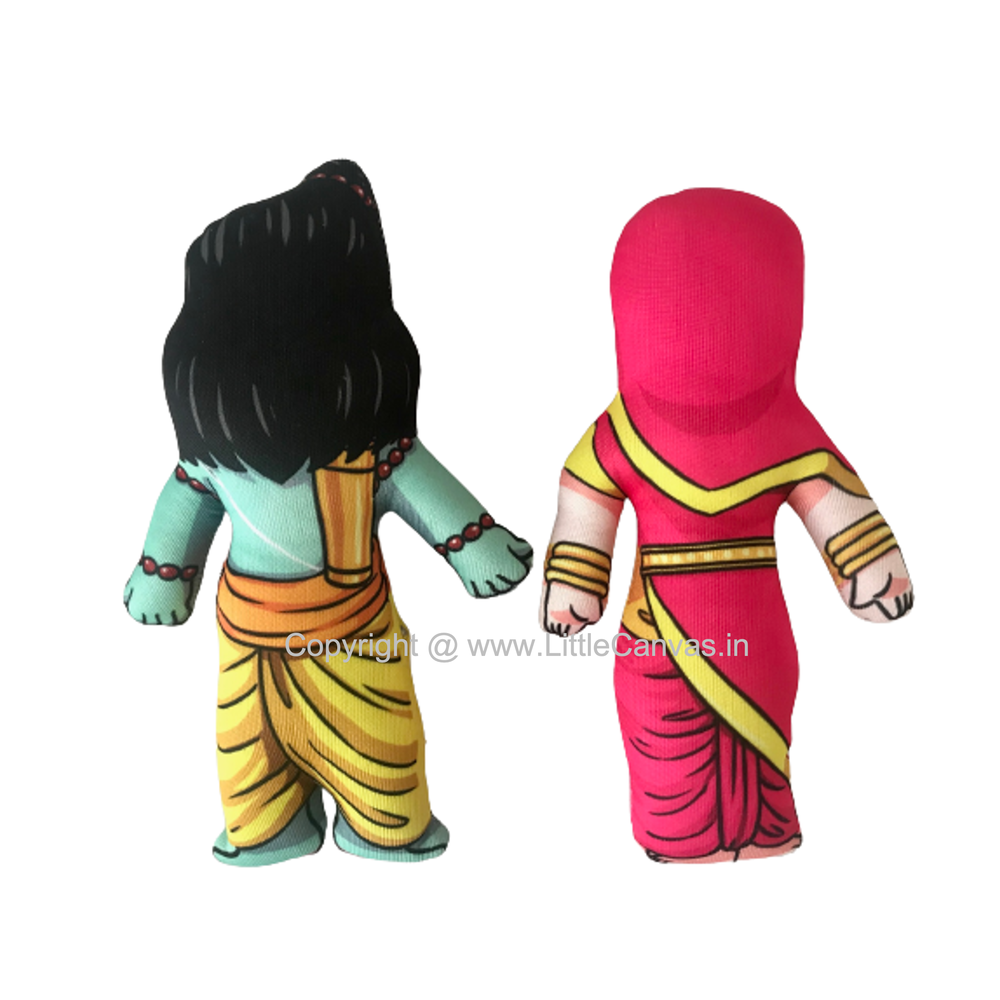 Little Canvas Lord Ram & Sita Plush Dolls | Ramayana Soft Toy Set | Festive Gifting & Home Decor