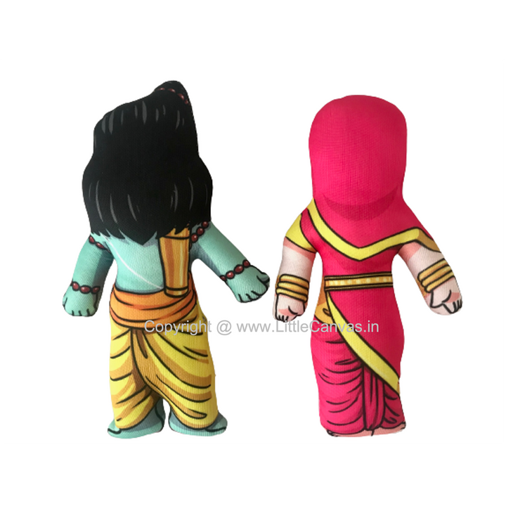 Little Canvas Lord Ram & Sita Plush Dolls | Ramayana Soft Toy Set | Festive Gifting & Home Decor