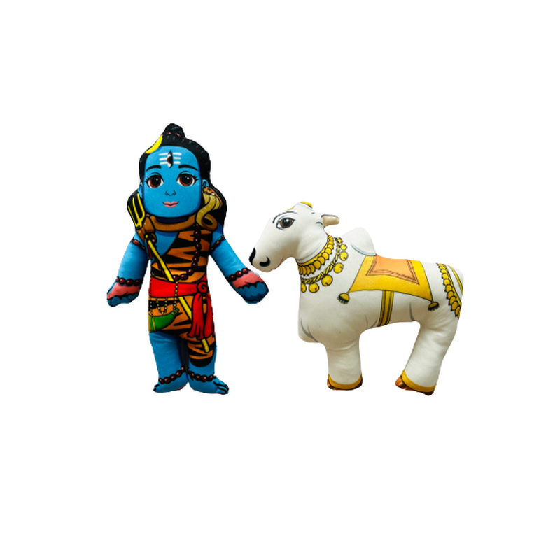 Lord Shiva and Nandi Bull Plush Dolls (6 Months - 7 Years)