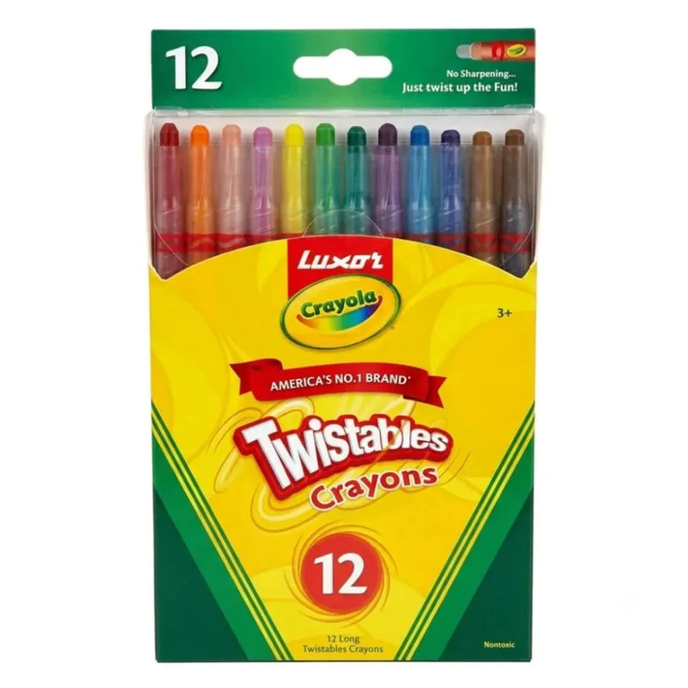 Luxor Crayola 12 Long Twistables Crayons | Twist-Up Coloring Crayons for Kids