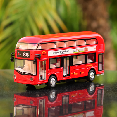 Luxury Diecast London Pull Back Bus with Lights and Sounds (Assorted Colors)