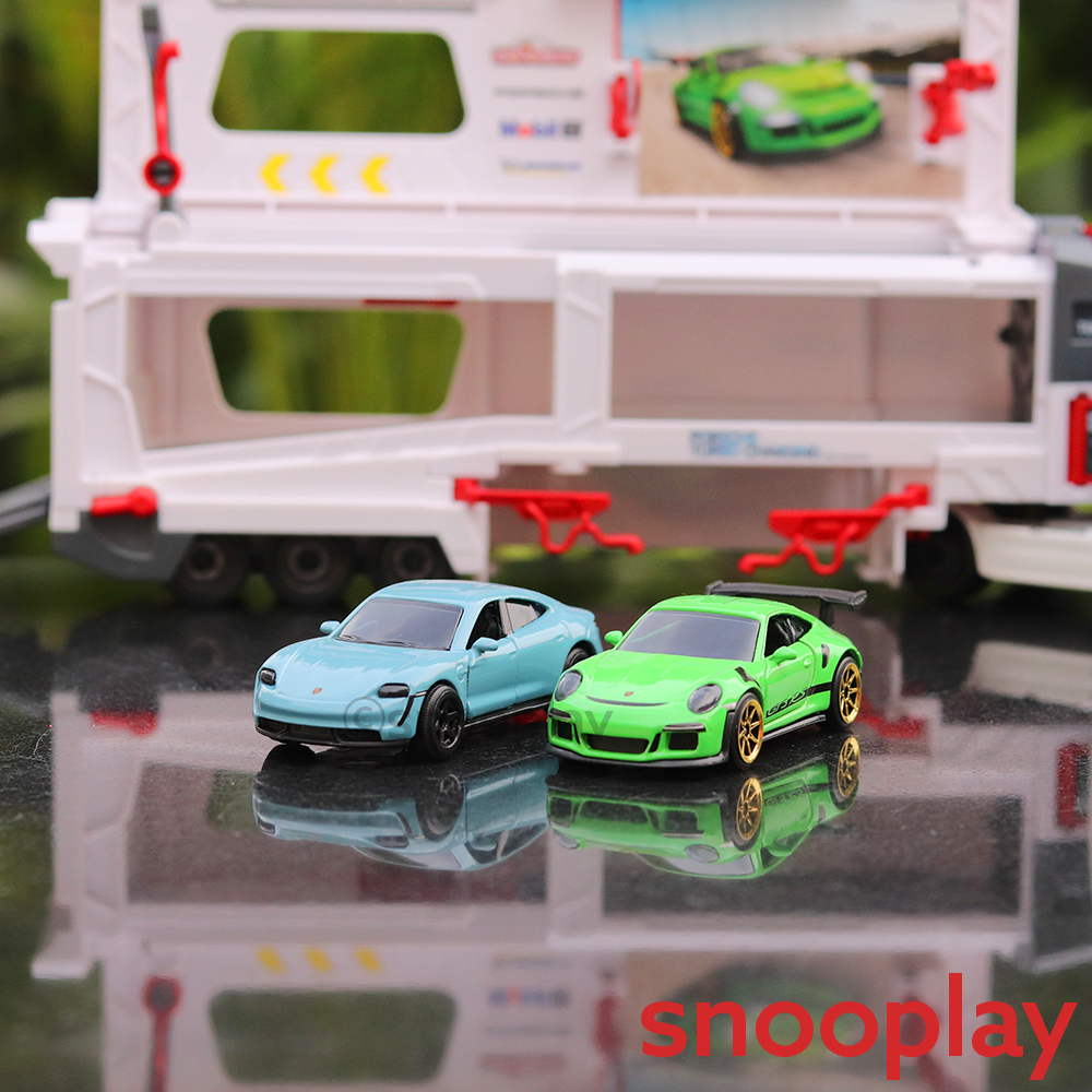 Licensed MAN TGX Diecast Truck Porsche Experience Car Set (Set of 1 Truck and 2 Diecast Cars)