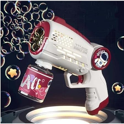 Astronaut Automatic Light Up Electric Bubble Blaster |Red|