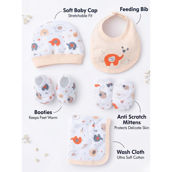Mama's Care Hello Lil One 9 Pieces Gift Set - 100% Cotton Interlock Theme | Light Peach