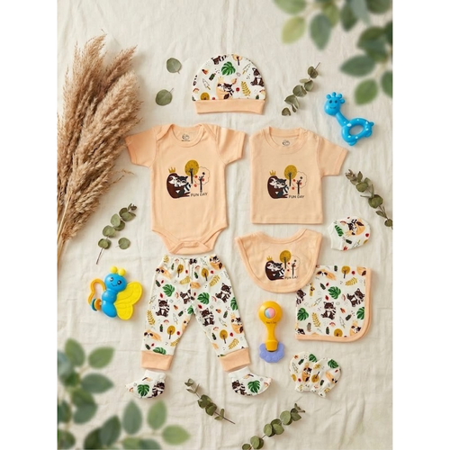 Mama's Care Funday 13 Pieces Gift Set - Pack of 10+3 Teether & Rattle | Peach Color