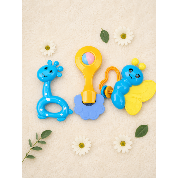 Mama's Care Funday 13 Pieces Gift Set - Pack of 10+3 Teether & Rattle | Peach Color