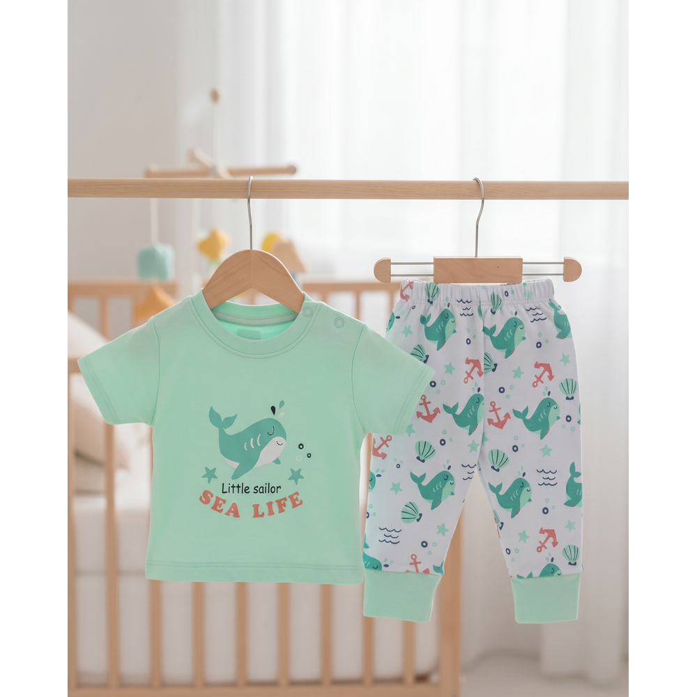 Mama's Care Sea Life 13 Pieces Gift Set - Pack of 10+3 Teether & Rattle | Sea Green