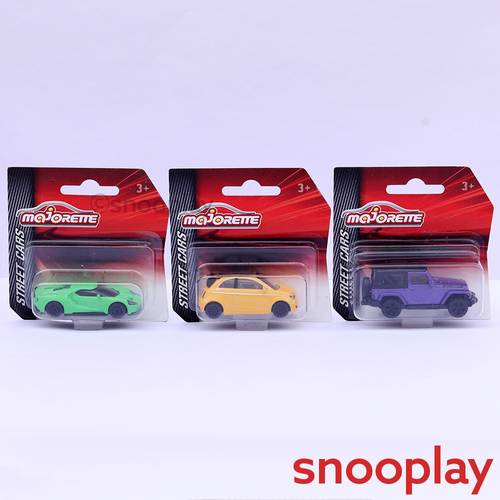 Majorette Set of 3 Licensed Diecast Cars [MJ-62] - Jeep Wrangler, Ford GT, Fiat 500 Icon