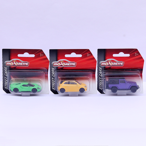 Majorette Set of 3 Licensed Diecast Cars [MJ-62] - Jeep Wrangler, Ford GT, Fiat 500 Icon