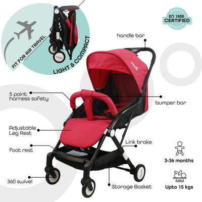 Moon Travel Lite Baby Stroller (Red)