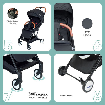 Moon Ritzi Airplane Friendly Baby Stroller (Black)
