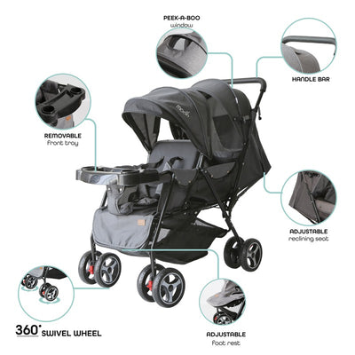 Moon Magnum Double Stroller For Babies (Black)