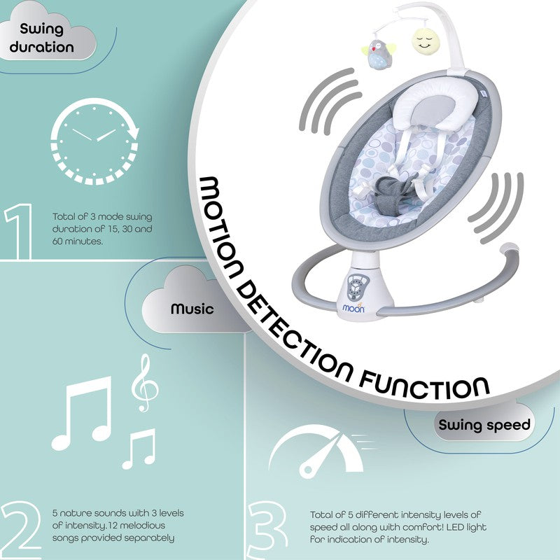 Moon Baby Swing Cum Rocker WIth Motion Sensor Natural Sounds (Circle)