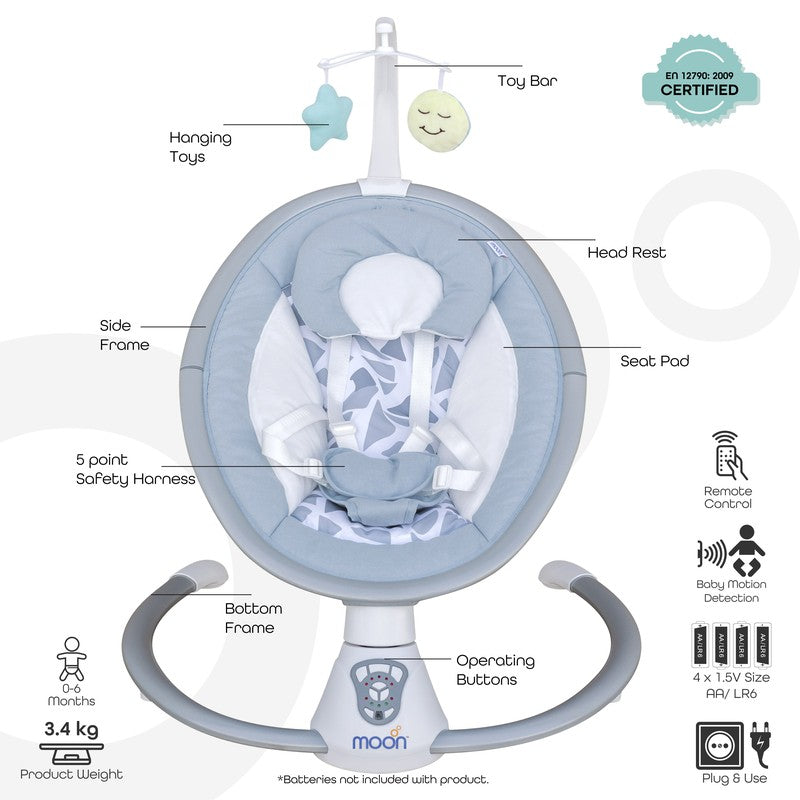 Buy Moon Baby Swing Cum Rocker WIth Motion Sensor Natural Sounds On ...