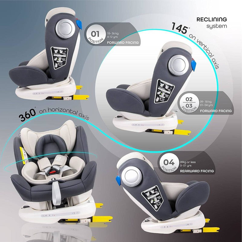 MOON Gyro Baby Car Seat (Grey) - COD Not Available