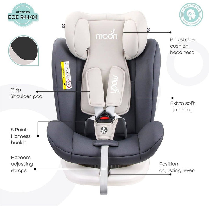 MOON Gyro Baby Car Seat (Grey) - COD Not Available