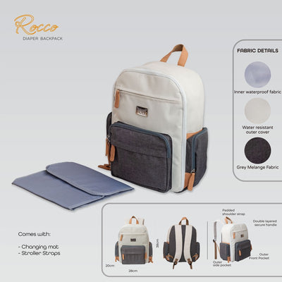 Moon Rocco Diaper Bag (White & Grey)