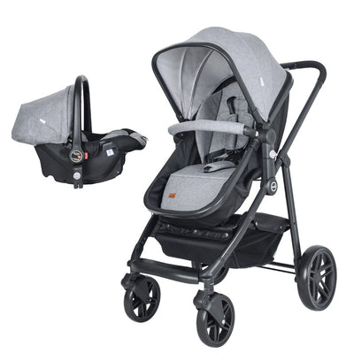 Moon Tres 3 in 1 Baby Stroller, Bassinet and Car Seat Carrier (Lite Grey)