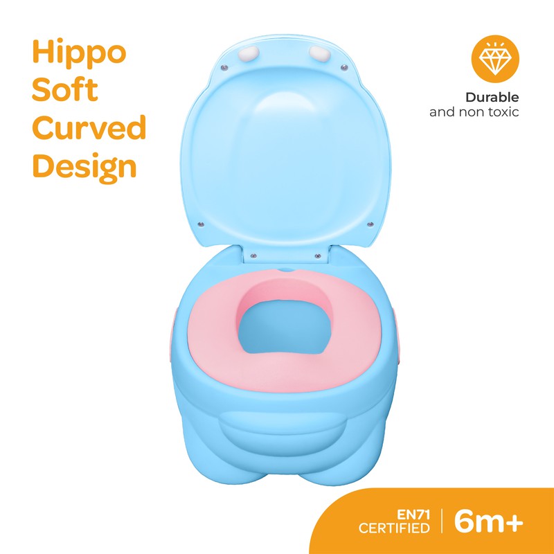 Moon Blue Hippo Baby Potty With Cushion