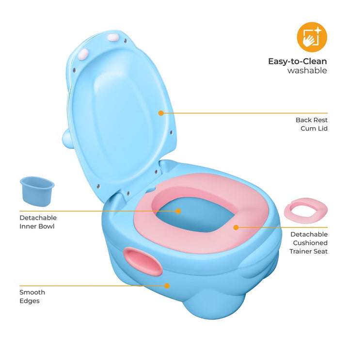 Moon Blue Hippo Baby Potty With Cushion