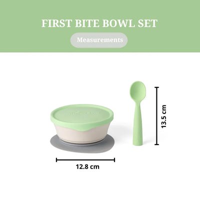 First Bite Vanilla and Key Lime Suction Bowl With Spoon Feeding Set